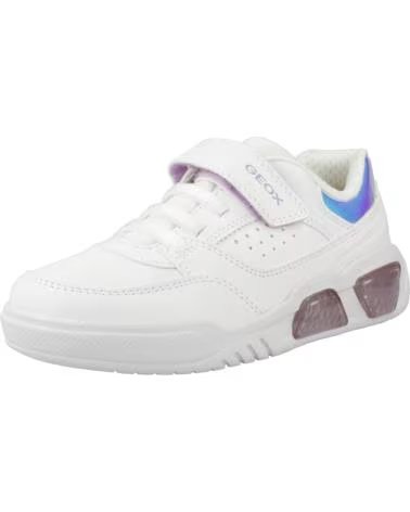 GEOX J ILLUMINIUS GIRL J35HPA WEISSE TURNSCHUHE MIT LILA DETAILS FÜR MÄDCHEN BLANCO