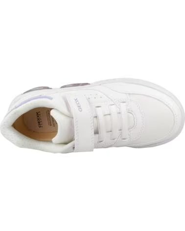 GEOX J ILLUMINIUS GIRL J35HPA WEISSE TURNSCHUHE MIT LILA DETAILS FÜR MÄDCHEN BLANCO