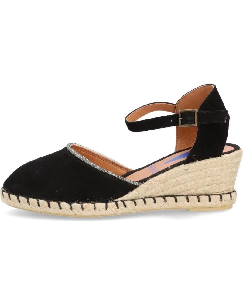 SANDALIAS VERBENAS DE ESPARTO CUÑA NEGRAS NEGRO