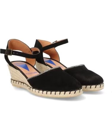 SANDALIAS VERBENAS DE ESPARTO CUÑA NEGRAS NEGRO
