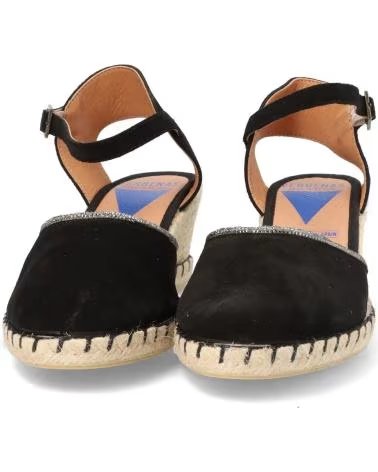 SANDALIAS VERBENAS DE ESPARTO CUÑA NEGRAS NEGRO