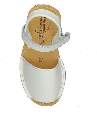 Sandalias de Niña  MENORQUINA PIEL VELCRO BLANCO