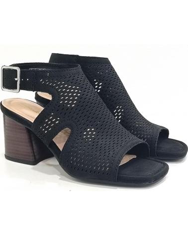 Sandalias de Mujer CLARKS SANDALIA DE NOBUK TROQUELADO CON TACON NOBUK NEGRO