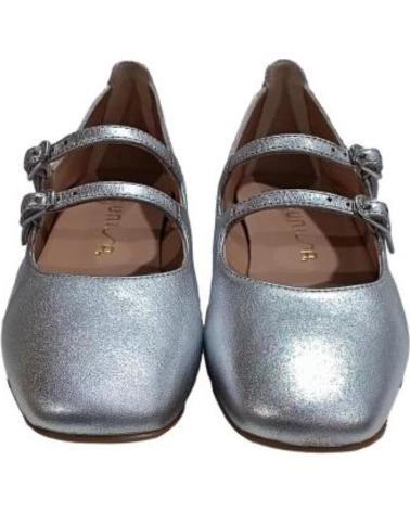 Bailarinas de Mujer UNISA SABRINA DE PIEL CON DOS CORREAS Y SUELA DE GOMA SILVER