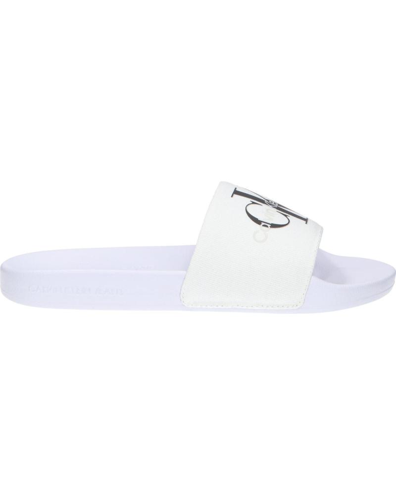 Chanclas de Mujer CALVIN KLEIN YW0YW00103 SLIDE MONOGRAM 01W BRIGHT WHITE-BLACK