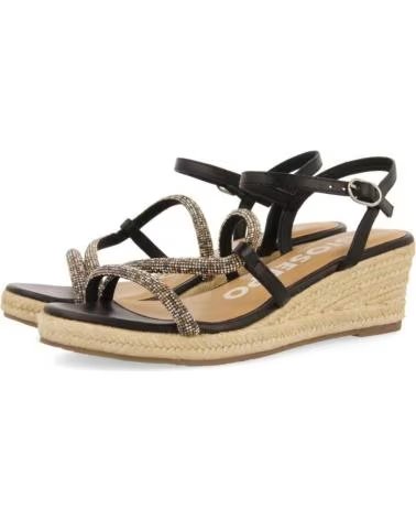 Sandalias de Mujer GIOSEPPO DE CUÑA CATANIA CON TIRAS Y DETALLE DE BRILLOS NEGRO