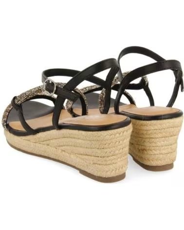 Sandalias de Mujer GIOSEPPO DE CUÑA CATANIA CON TIRAS Y DETALLE DE BRILLOS NEGRO