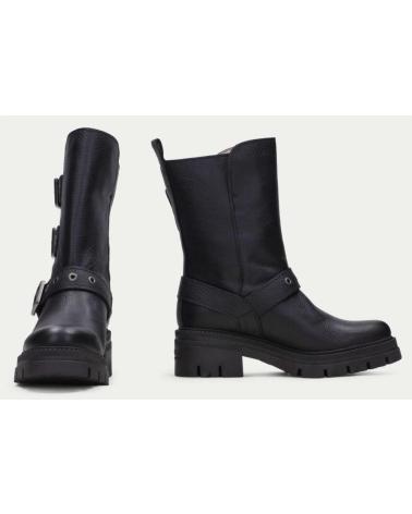 Botines de Mujer HISPANITAS BOTA BIKER TRES HEBILLAS ASHLEY NEGRO C003BLACK
