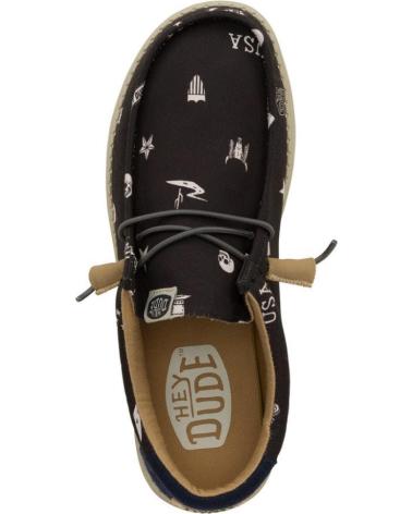 Zapatos de Hombre HEY DUDE HOMBRE MOCASINES WALLY STARS N SKULLS PRINT NEGRO
