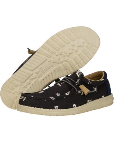Zapatos de Hombre HEY DUDE HOMBRE MOCASINES WALLY STARS N SKULLS PRINT NEGRO