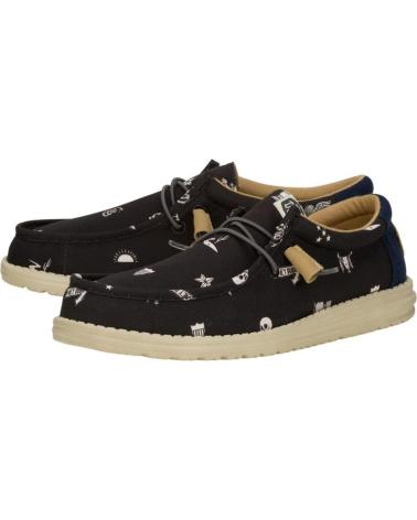 Zapatos de Hombre HEY DUDE HOMBRE MOCASINES WALLY STARS N SKULLS PRINT NEGRO