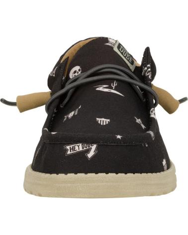 Zapatos de Hombre HEY DUDE HOMBRE MOCASINES WALLY STARS N SKULLS PRINT NEGRO