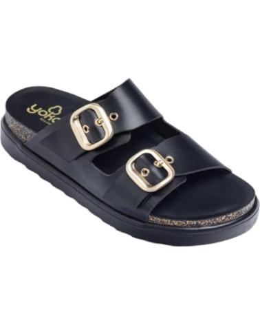 YOKONO SANDALIA DE PIEL CON HEBILLAS PARA MUJER TUNEZ-130 COLOR NEG NEGRO