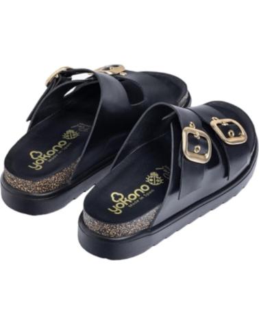 YOKONO SANDALIA DE PIEL CON HEBILLAS PARA MUJER TUNEZ-130 COLOR NEG NEGRO