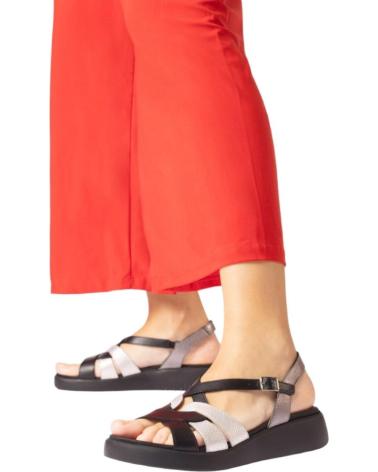 Sandalias de Mujer WONDERS SANDALIAS PLANAS NEGRO-PLATA-PLOMO