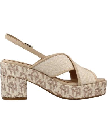 Sandales pour Femme TOMMY HILFIGER SANDALIAS MUJER MODELO TH RAFFIA MID HEEL SANDA COLOR BEIS Y YBLECRU