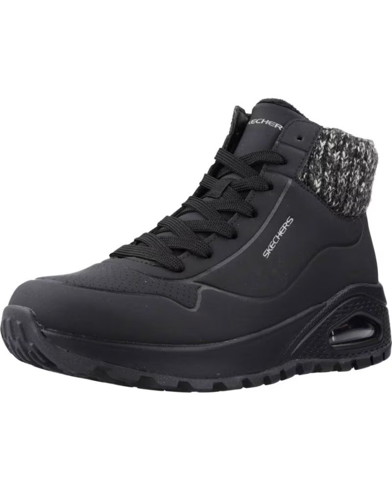 SKECHERS BOTINES PLANOS UNO RUGGED NEGRO BLK
