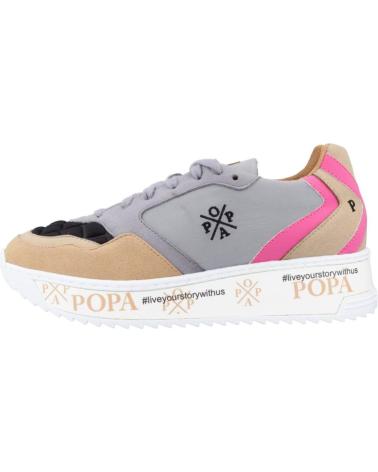 POPA ZAPATILLAS MUJER MODELO LMANZOR CONCHET COLOR GRIS NEGRO