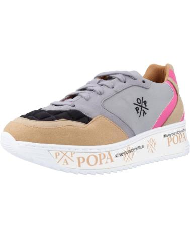 POPA ZAPATILLAS MUJER MODELO LMANZOR CONCHET COLOR GRIS NEGRO