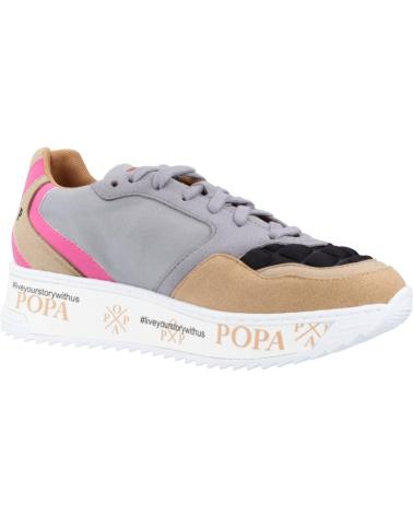 POPA ZAPATILLAS MUJER MODELO LMANZOR CONCHET COLOR GRIS NEGRO