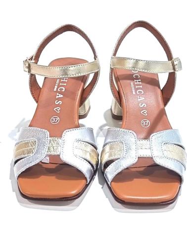 Sandali per Donna DCHICAS SANDALIA VESTIR DE PIEL CON TACON SAHARA PLATA