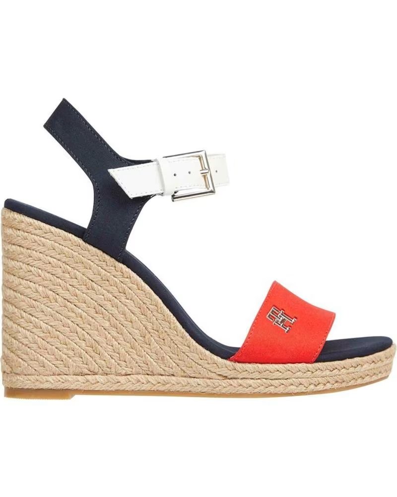 SANDALI DONNA TOMMY HILFIGER FW0FW08053 STRIPES WEDGE SANDAL MARINO