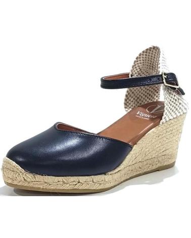 Sandalias de Mujer VIGUERA ALPARGATA CASUAL DE PIEL CON CUNA DE YUTE NATURAL NEGRO
