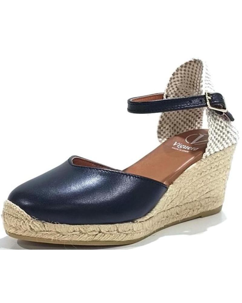 Sandalias de Mujer VIGUERA ALPARGATA CASUAL DE PIEL CON CUNA DE YUTE NATURAL NEGRO