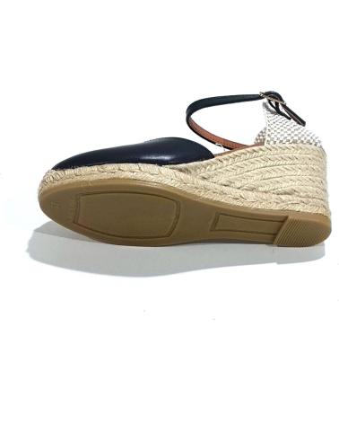 Sandalias de Mujer VIGUERA ALPARGATA CASUAL DE PIEL CON CUNA DE YUTE NATURAL NEGRO