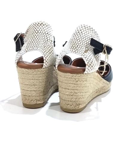 Sandalias de Mujer VIGUERA ALPARGATA CASUAL DE PIEL CON CUNA DE YUTE NATURAL NEGRO