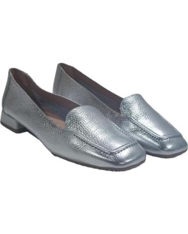 Mocasines de Mujer DESIREÉ ZAPATO MOCASIN CASUAL PLANO DE PIEL CON SUELA DE GOMA PLATA