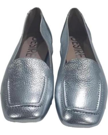 Mocasines de Mujer DESIREÉ ZAPATO MOCASIN CASUAL PLANO DE PIEL CON SUELA DE GOMA PLATA