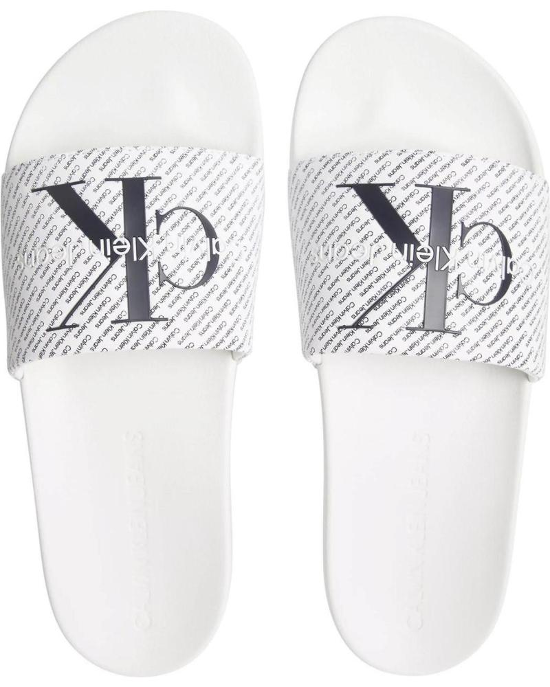 CALVIN KLEIN CHANCLAS CON LOGO ESTAMPADO BLANCO
