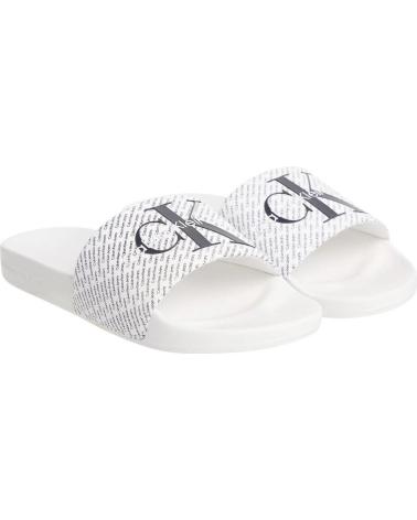 CALVIN KLEIN CHANCLAS CON LOGO ESTAMPADO BLANCO