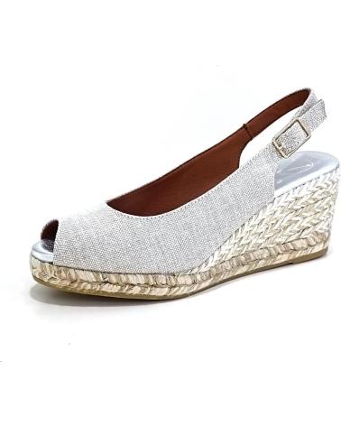 Sandalias de Mujer VIGUERA ALPARGATA CASUAL DE TELA CON CUNA DE YUTE PLATA