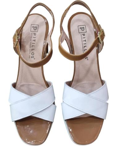 Sandalias de Mujer PITILLOS SANDALIAS TACON BLANCAS CUERO