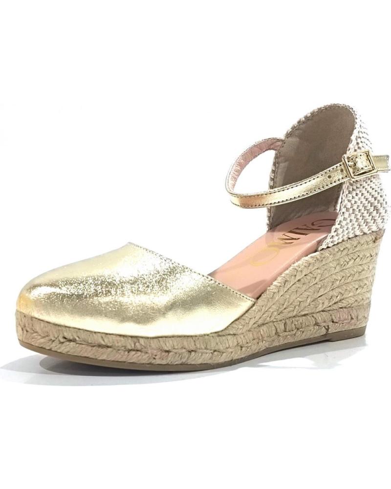 Sandalias de Mujer GAIMO ALPARGATA CASUAL DE PIEL CON CUNA DE YUTE NATURAL PLATINO PLATINO