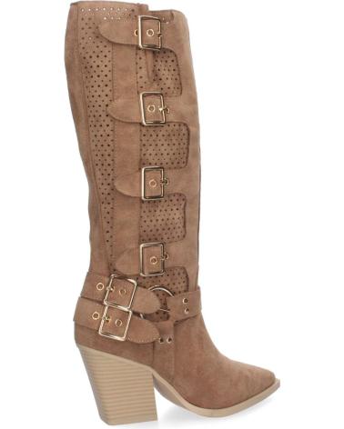 Botas-De-Mujer-PUNTOSALAO-BOTAS-ALTAS-DE-TACON-MEDIO-CON-HEBILLAS-ESTILO-MOTERO-MUJER-MARRóN