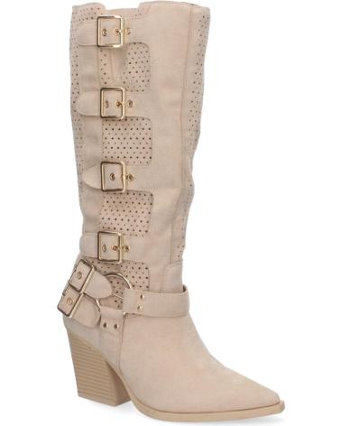 Bottes-De-Mujer-PUNTOSALAO-BOTAS-ALTAS-DE-TACON-MEDIO-CON-HEBILLAS-ESTILO-MOTERO-MUJER-BEIGE