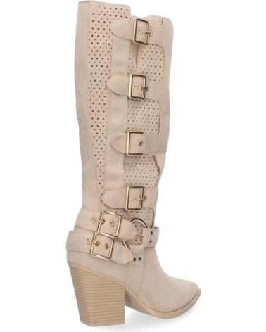 Bottes-De-Mujer-PUNTOSALAO-BOTAS-ALTAS-DE-TACON-MEDIO-CON-HEBILLAS-ESTILO-MOTERO-MUJER-BEIGE