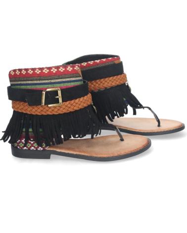 Sandali-De-Mujer-PUNTOSALAO-SANDALIAS-PLANAS-ESCLAVAS-CON-FLECOS-PARA-MUJER-COLOR-NEGRO