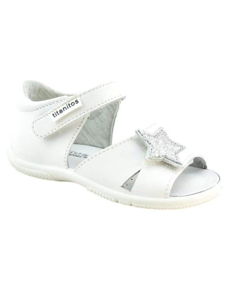 Sandalias-De-Niña-TITANITOS-SANDALIA-DE-PIEL-LAVABLE-CON-VELCRO-DELANTERO-BLANCO