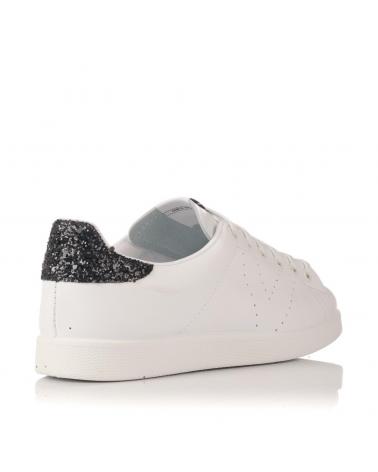 VICTORIA SNEAKERS 1125104 IN PELLE BIANCA CON TALLONE GLITTER NERO NEGRO