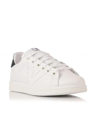 VICTORIA SNEAKERS 1125104 IN PELLE BIANCA CON TALLONE GLITTER NERO NEGRO