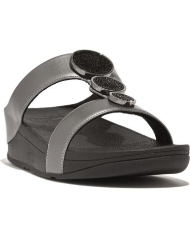 Infradito per Donna FITFLOP HALO BEAD-CIRCLE SLIDE PEWTER PLATA