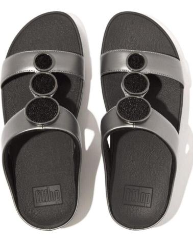 Infradito per Donna FITFLOP HALO BEAD-CIRCLE SLIDE PEWTER PLATA