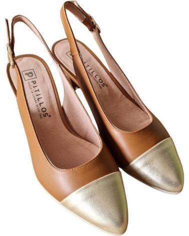 Sandalias de Mujer PITILLOS ZAPATOS DE SALON CUERO 5755 BRANDY