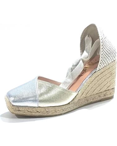 Sandalias de Mujer GAIMO ALPARGATA CASUAL DE PIEL CON CUNA DE YUTE NATURAL SILVER CARRARA