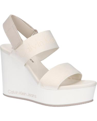 Sandalias de Mujer CALVIN KLEIN YW0YW01479 WEDGE SANDAL WEBBING 0GI CREAMY WHITE-EGGSHELL