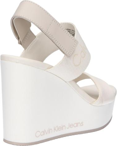 Sandalias de Mujer CALVIN KLEIN YW0YW01479 WEDGE SANDAL WEBBING 0GI CREAMY WHITE-EGGSHELL